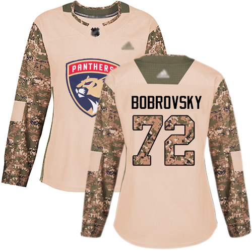 Adidas Panthers #72 Sergei Bobrovsky Camo Authentic 2017 Veterans Day Women's Stitched NHL Jersey